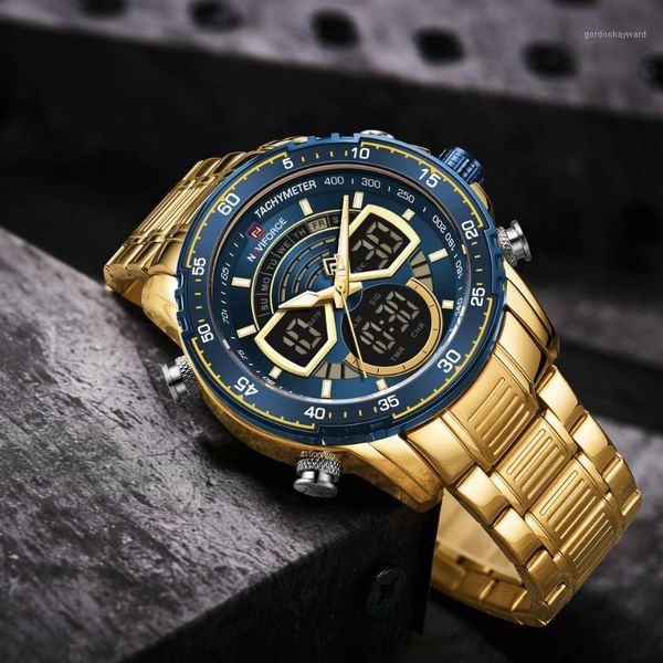

wristwatches 2021 naviforce fashion mens watches watch men military sport dual time led display quartz wristwatch waterproo, Slivery;brown