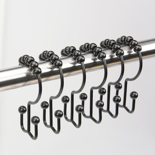 

10pcs metal shower curtain hooks rings rust proof sliding double for sp99 & rails