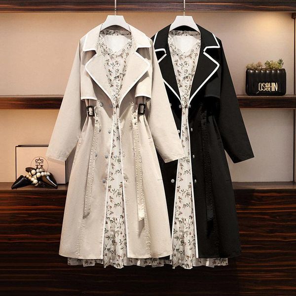 

casual dresses 2pcs dress women autumn vintage 70s fashion korean style warm kawaii clothes streetwear jupe femme, Black;gray