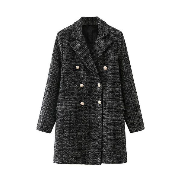 

women's jackets winter double-breasted long jacket coat women stylish pockets oversized female warm woolen overcoat outerwear chic xzd, Black;brown