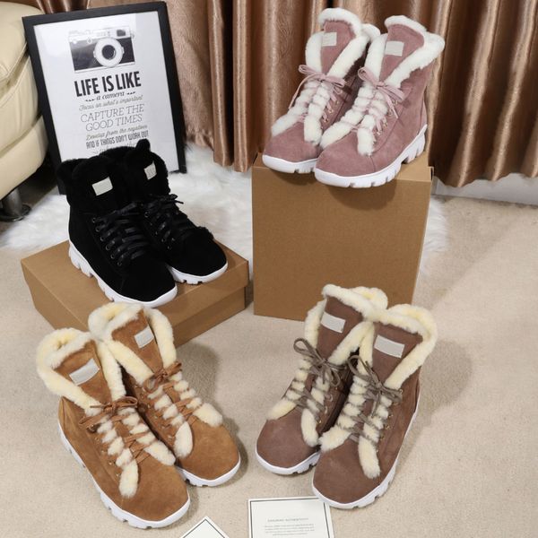 

famous designer snow boots winter maoli nylon upper with laces to increase, Black