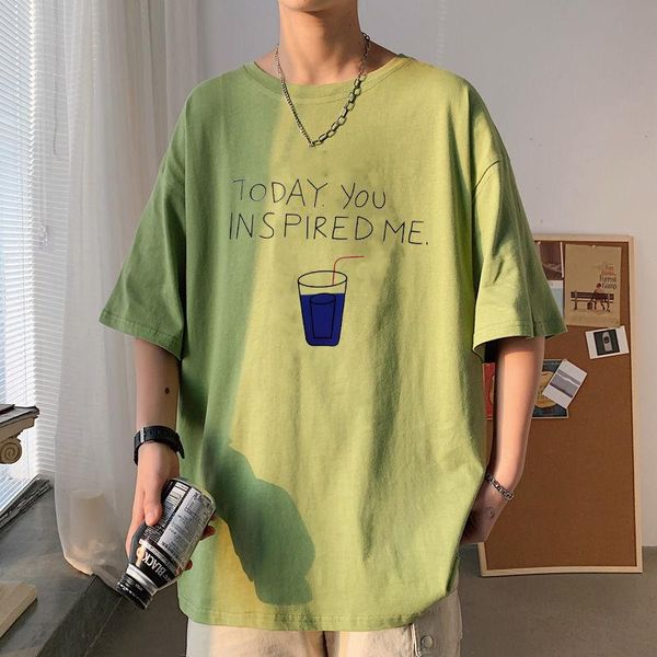 

summer student's quarter sleeve t-shirt loose round neck boys' korean short versatile men's t-shirts, White;black