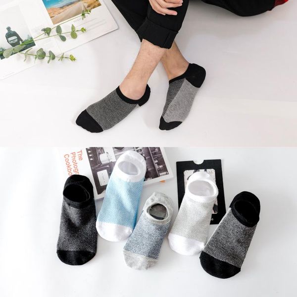 

pairs fashion bamboo non-slip silicone invisible boat compression male ankle men cotton socks men's, Black