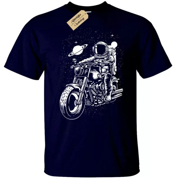 

man biker who t shirt astronaut outer space motorcycle rider bike, White;black