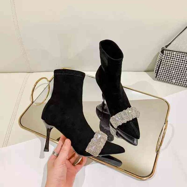 

dress shoes 8 cm de salto alto feminino novo autunm coreano stiletto botas curtas apontou toe moda j4t6, Black