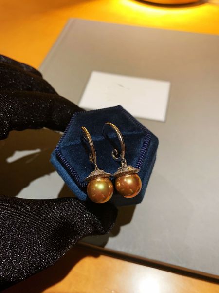 

earrings d japanese stud pearl with s925 silver ear nails 47, Golden;silver