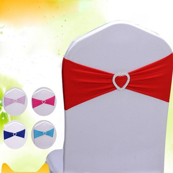 

chair covers 10-50pcs stretch lycra spandex bands with love heart buckle slider wedding sashes bows bowknot