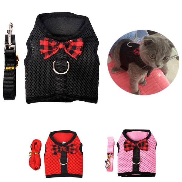

cat collars & leads pet dog harness vest collar outdoor walking leash set small and for