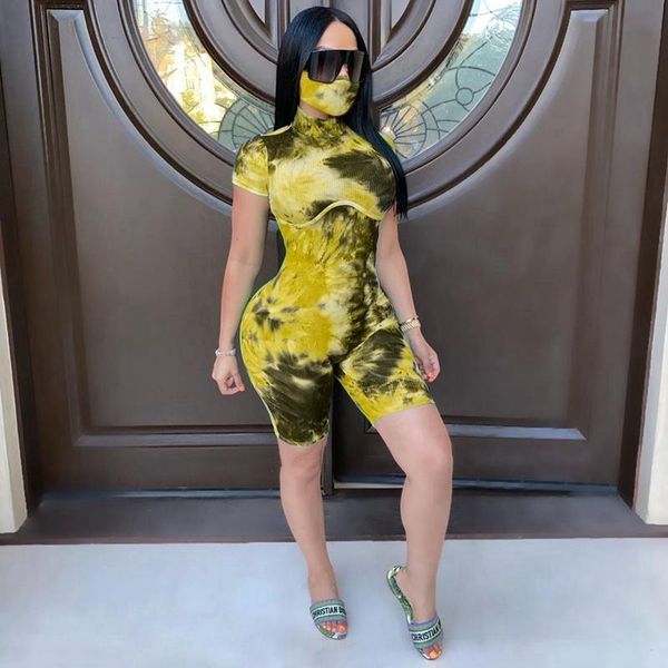 

women's jumpsuits & rompers tie dye casual jumpsuit women summer bodycon playsuit romper bodysuit party club womens shorts drop, Black;white
