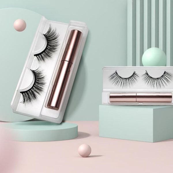 

false eyelashes natural magnetic magnet eyeliner with applicator makeup tools lashes set