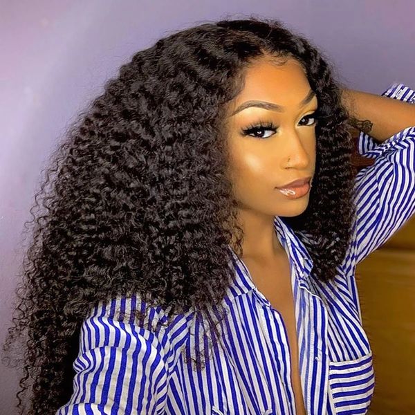 

black loose water wave synthetic lace front wigs high temperature fiber for women pre plucked with natural hairline
