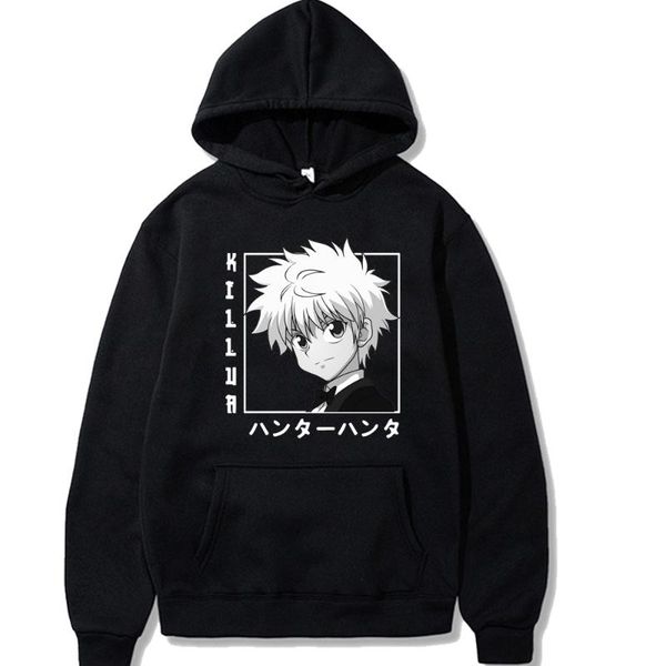 

men's hoodies & sweatshirts japanese anime funny killua zaoldyeck eyes 2021 winter japan style x streetwear for women/men, Black