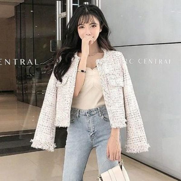 

women's jackets 2021 autumn/winter web celebrity all-match retro short style air thin fashion hundred tweed small c, Black;brown