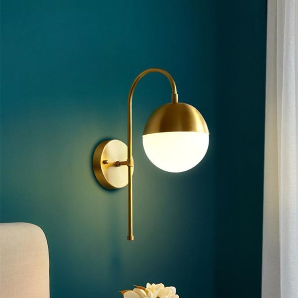 

wall lamp modern gold led lighting bedside glass ball round luxury living room aisle balcony bedroom nordic dining decor light