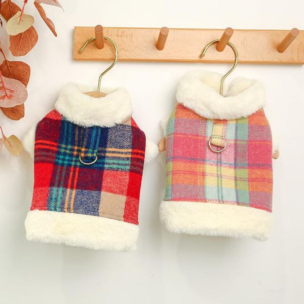 

dog puppy clothes color plaid padded jacket pet cat small autumn & winter warm cute costume clothing chihuahua coat apparel