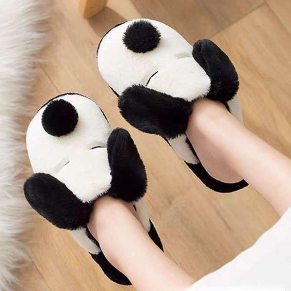 

slippers winter women female warm plush animal house slipper ladies lovely indoor home cotton shoes plus size women's footwear, Black