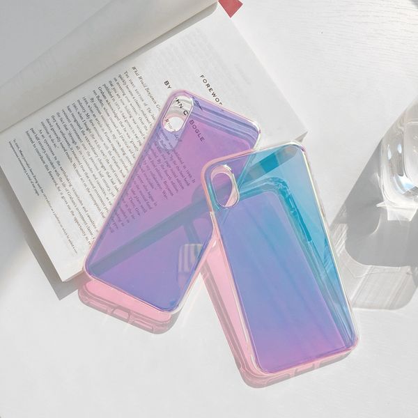 

rainbow gradient color mirror transparent soft silicone tpu case for 6 6s 7 8 plus 11 pro x xs xr max cover