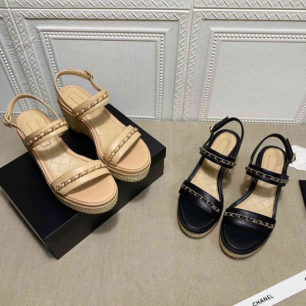 

brand designer high heels sandals women slippers mules shoes outdoor casual metal chain wedding party show chic ladies dress 60% off store o, Black