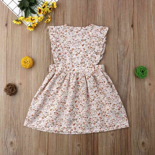 

summer toddler kid baby girl dresses ruffle casual tutu floral princess sundress kids clothes 2 7 y, Red;yellow