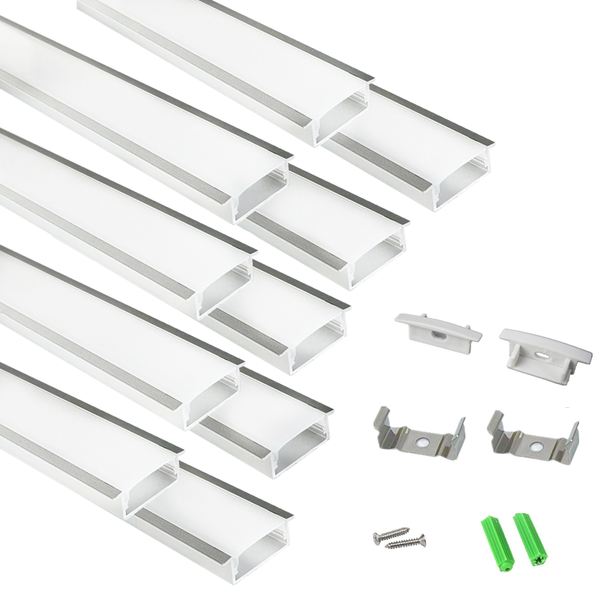 

bar lights 10-pack 2m 6.56ft recessed led aluminium channel diffuser,30*10mm dual row strip profile,collar shape cabinet tape light track