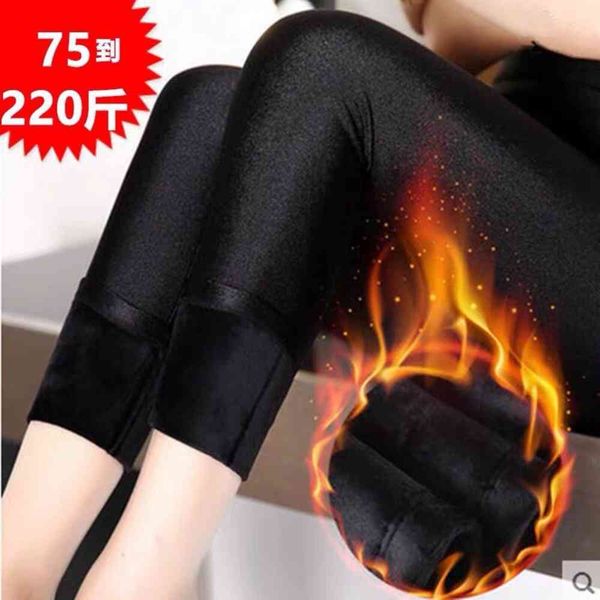 

leggings extra large plush lustrous women wear high waist sequined, Black