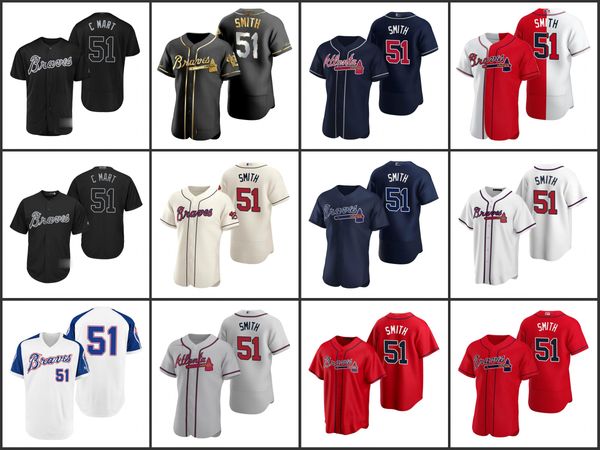

atlanta braves men 51 will smith youth women jersey, Black;red