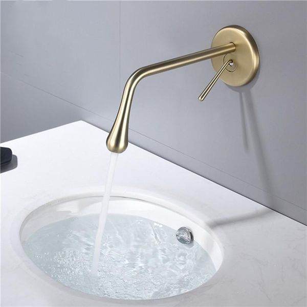 

wall mounted single handle brass bathroom sink faucet original design cold water basin mixer with embedded box faucets