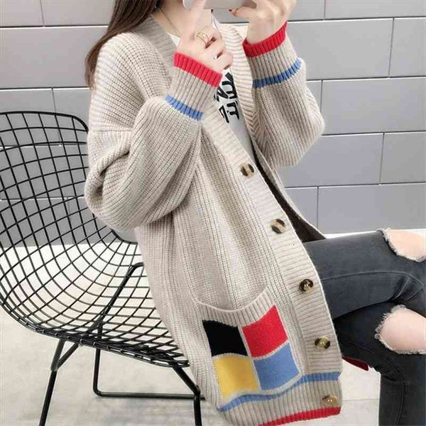 

spring autumn korean loose sweater women coat solid knitting outwear female casual pockets open stitch cardigan ns4654, White;black