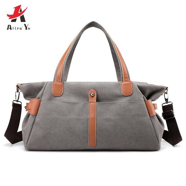 

duffel bags attra-yo 2021 retro canvas bag women fashion large capacity travel shoulder trave portable high quality