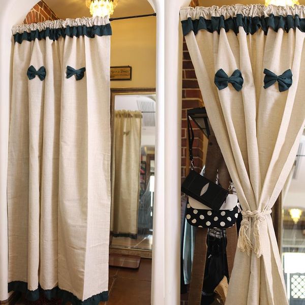 

curtain & drapes nordic simplicity half-curtain blackish green bowknot tube curtains beige cotton linen short for kitchen cabinet door