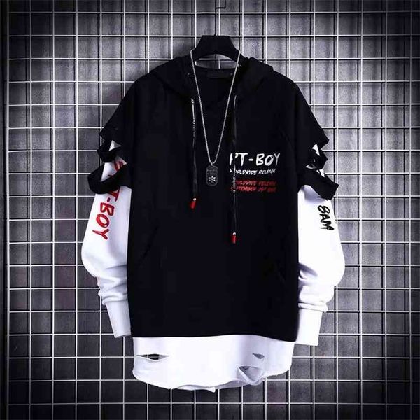 

hoodies male hip hop punk streetwear pullover fashion casual sweatshirts black color sweatshirt spring autumn boy girl 210818