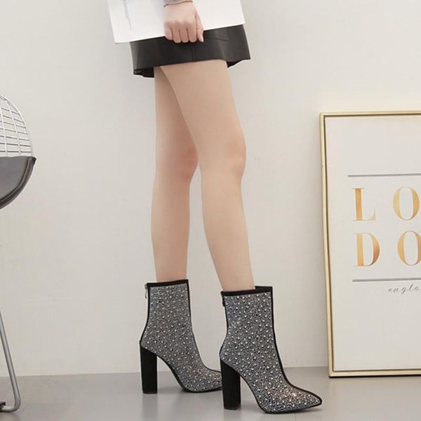 

boots women outdoor fashion high heels for shoes 2021 spring autumn slip on booties female, Black