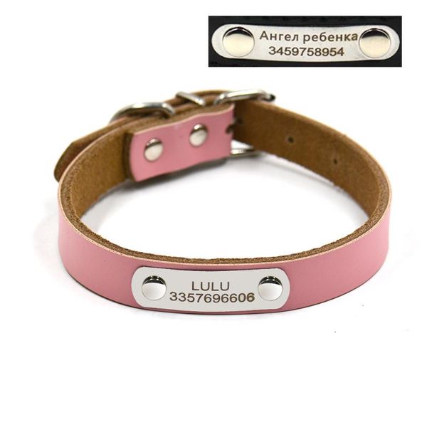

dog collars & leashes engraving id collar name number genuine leather tag small and large pet diy personal supply