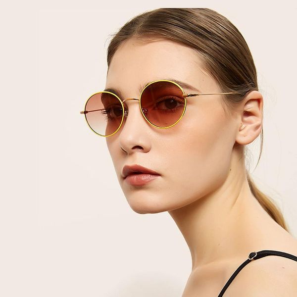

sunglasses 2021 without bezel round retro ladies glasses metal european and american ocean piece men's, White;black