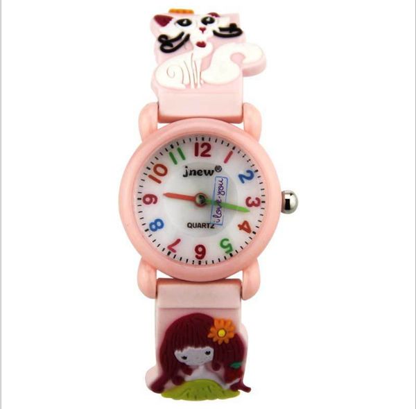 

jnew brand quartz children watch loverly cartoon boys girls students watches silicone band wristwatches delicate childrens gift, Slivery;brown