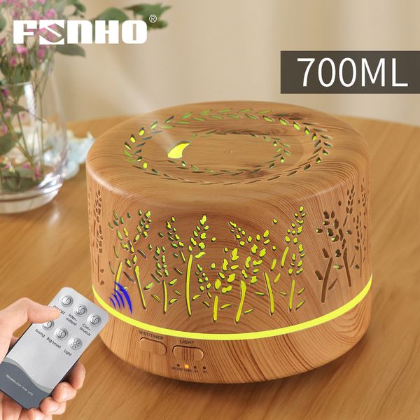 

funho 700ml remote control ultrasonic electric air humidifier aroma diffuser essential oil cool mist maker 7 led light coloful