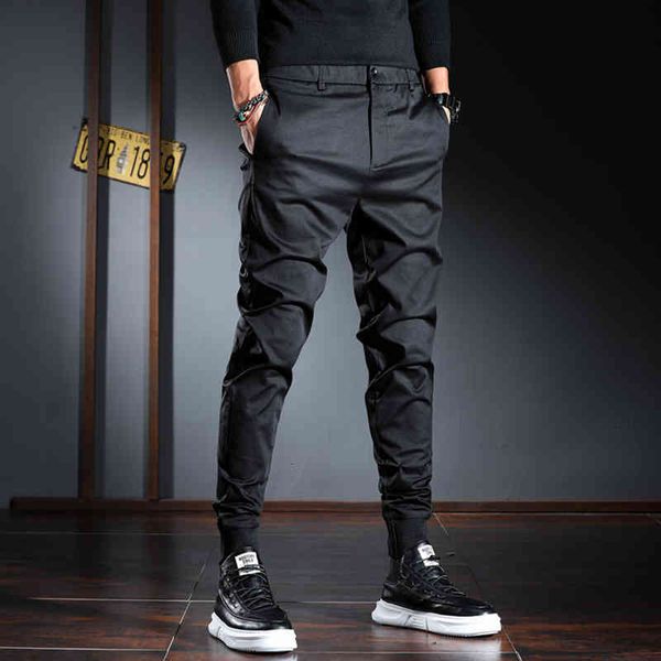 

men's pants men casual korean streetwear black stretch slim fit trousers 1omz