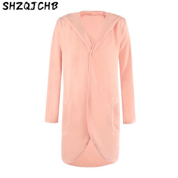 

long casual fashion wool loose coat warm blend and jacket solid pockets women coats autumn winter women's & blends, Black