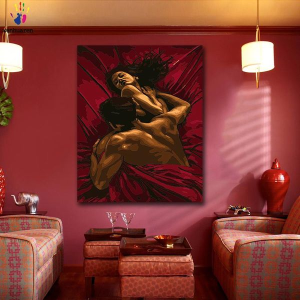 

paintings diy colorings pictures by numbers with colors passion of couple red bed picture drawing painting framed home