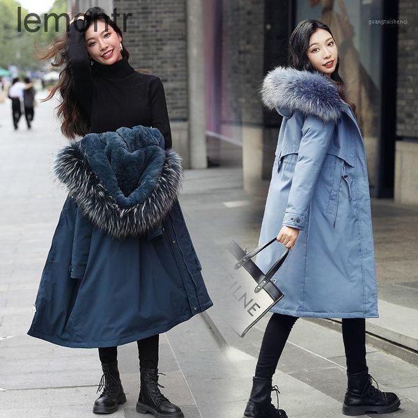 

cotton women's hoodie, long warm coat, big velvet collar, winter y6452021 down & parkas, Black