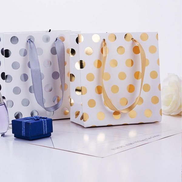 

gift wrap 12pcs pouch decoration with handles polka dot tote bag birthday present party favor portable paper christmas wedding