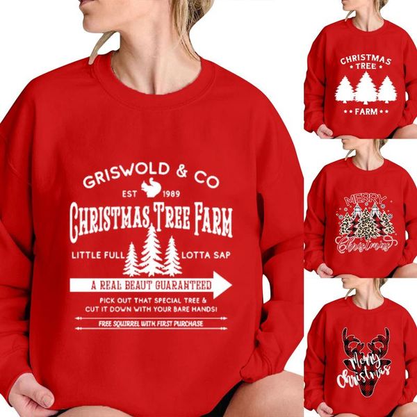 

women's hoodies & sweatshirts christmas winter autumn xmas pullover blouse fashion womens round neck loose plus velvet santa claus pri, Black