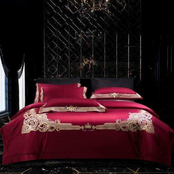 

bedding sets luxury european embroidery long staple cotton set duvit cover sheet pillocase king  size 4 pieces