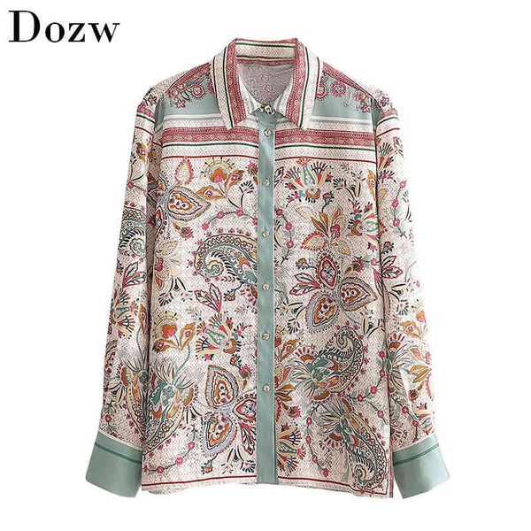 

floral print blouse shirt women long sleeve elegant shirts turn down collar vintage tunic fashion office blusa feminina 210414, White