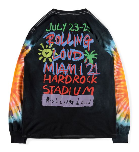 

men tie dye long sleeve t-shirts patchwork leter printed tee mens women designers stylist t shirt size s-xl, White;black