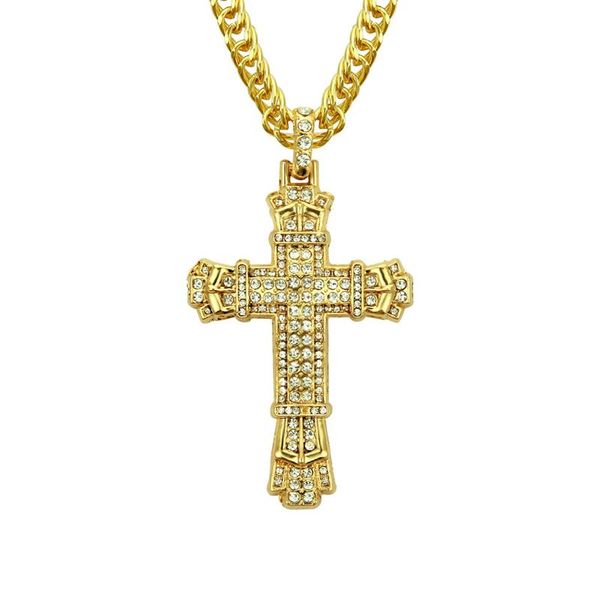 

pendant necklaces european and american hip hop necklace with diamond cross, Silver
