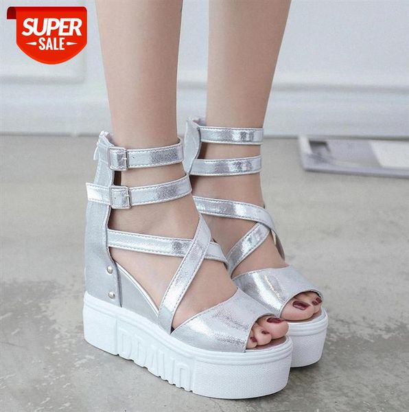 

gold wedges platform sandals women's shoes 2021 summer women shoelaces high heels casual woman #my9a, Black