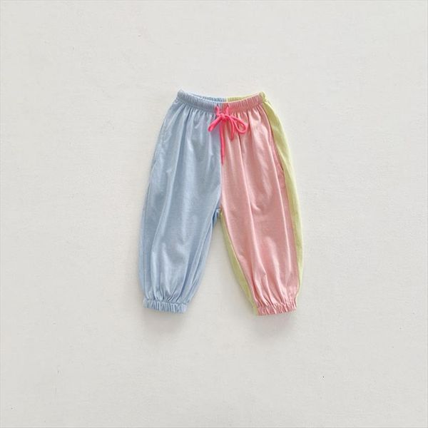 

summer kids pants korean casual candy color panel harem, Blue