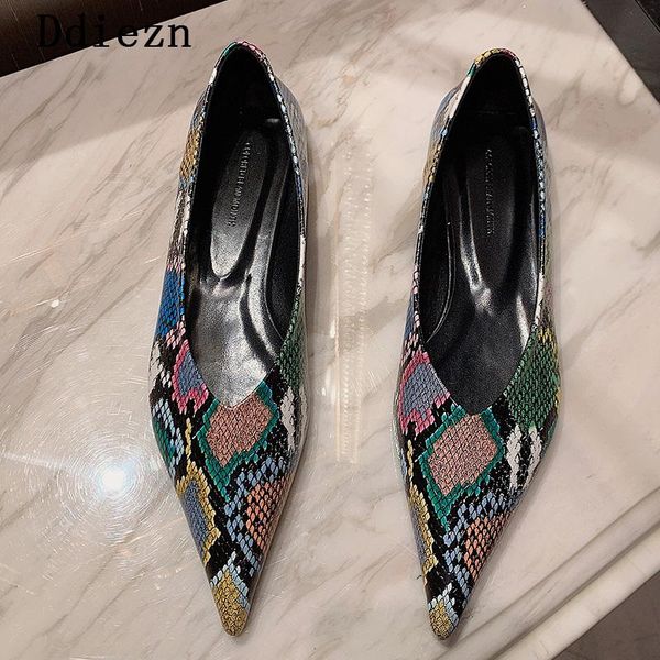

sandals snake shoes summer women pointed toe flat shoe casual outside shallow sandal woman 2021 party, Black
