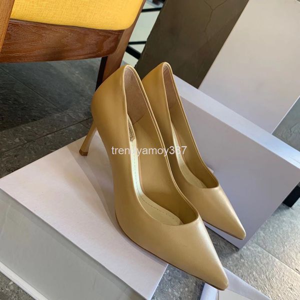 

dress shoes season small square head leather shallow mouth high heels french romantic mustard green soft sole women's shoes, Black
